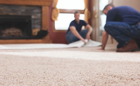 men installing carpet